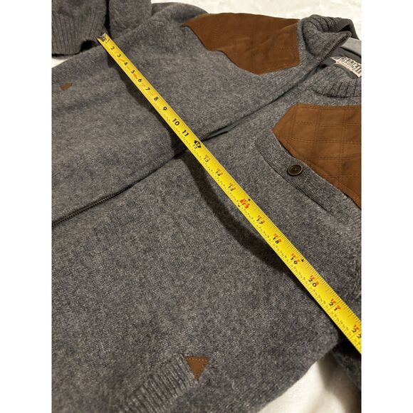 Duluth100% Shetland Wool Jacket MenXL Gray Full Zip Sweater Jacket Suede Patches - Picture 6 of 6